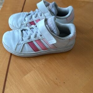 Adidas Kids White and Pink Sneakers 
size 11,5